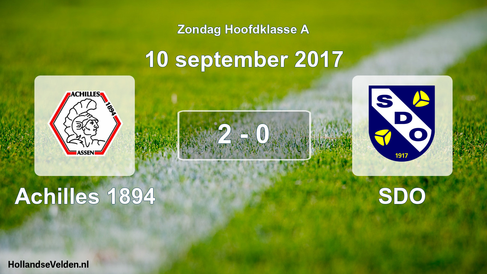 Total number of matches played: Achilles 1894 - SDO 2 - 0 (10 September 2017)