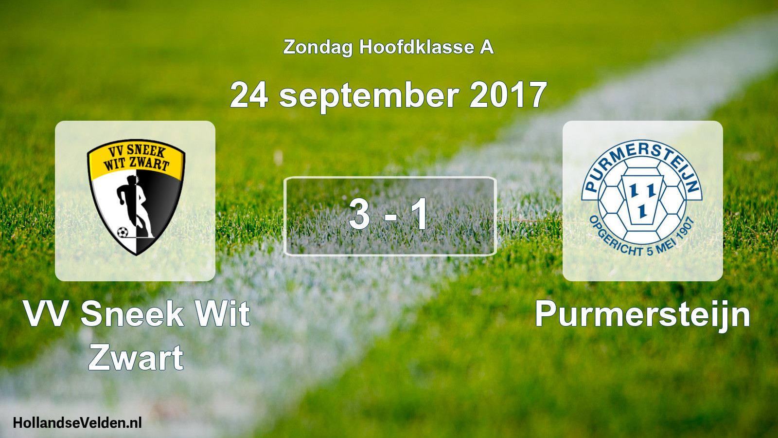 Total number of matches played: VV Sneek Wit Zwart - Purmersteijn 3 - 1 (24 September 2017)