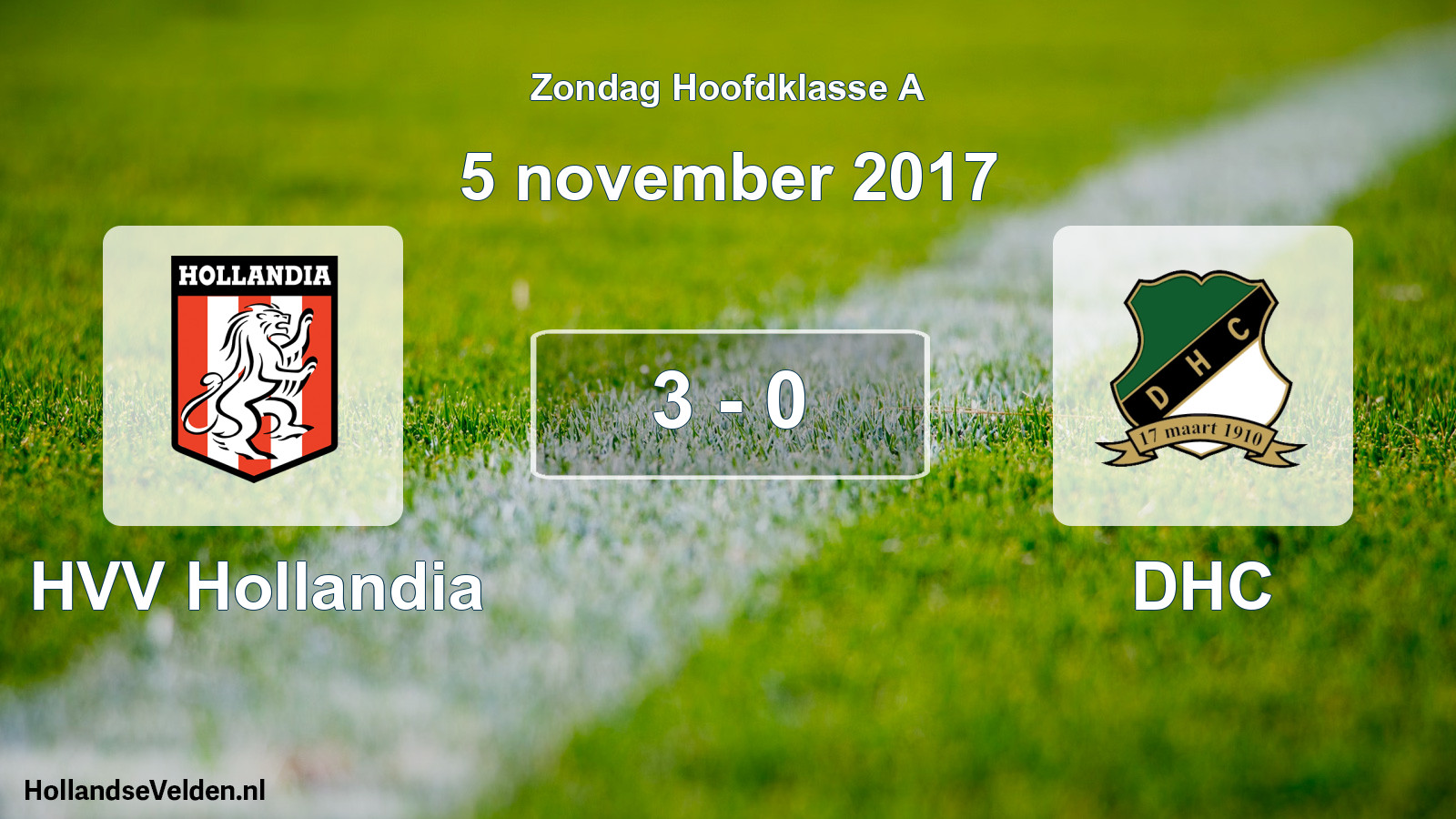 Total number of matches played: HVV Hollandia - DHC 3 - 0 (5 November 2017)