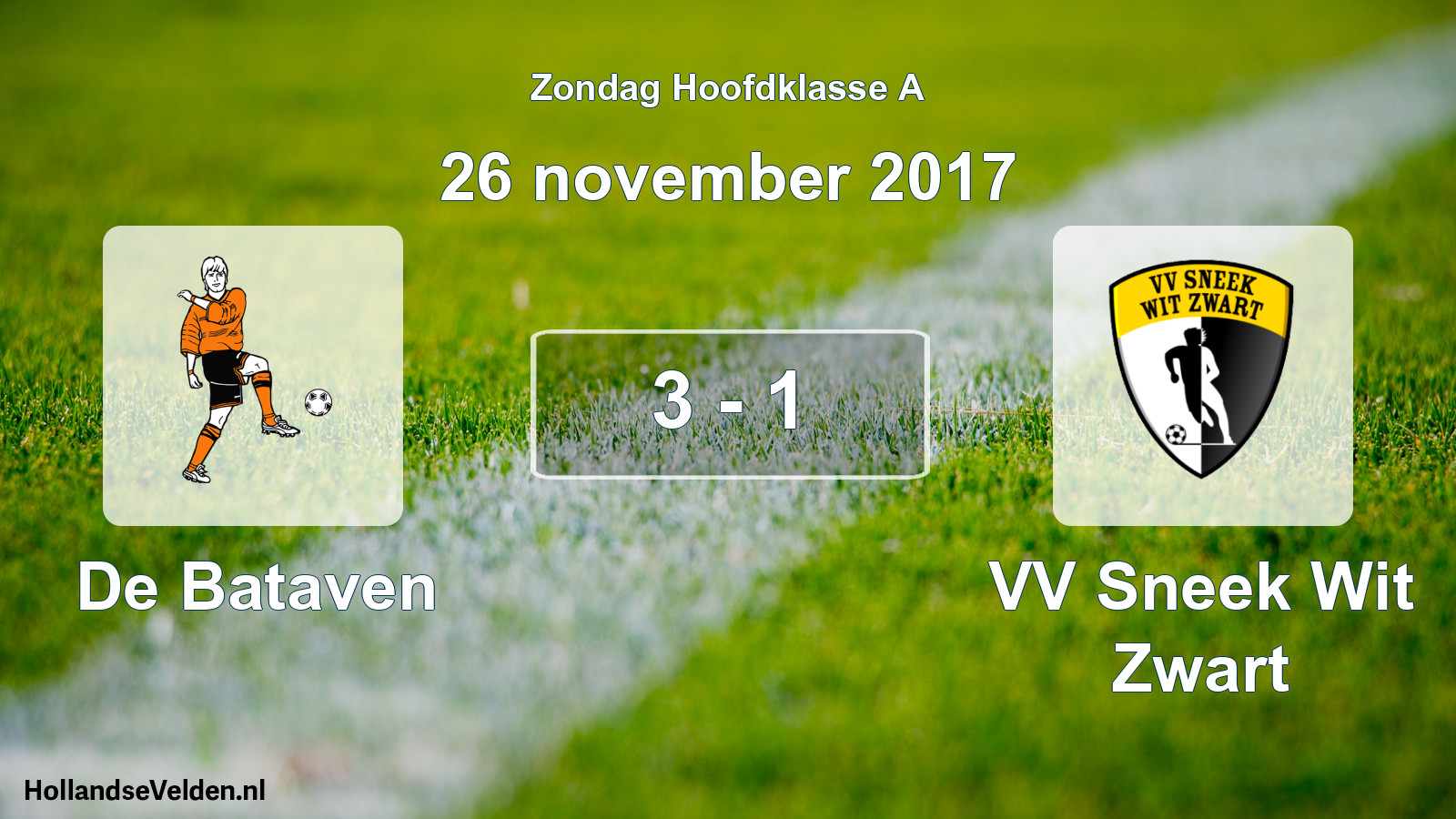 Total number of matches played: De Bataven - VV Sneek Wit Zwart 3 - 1 (26 November 2017)
