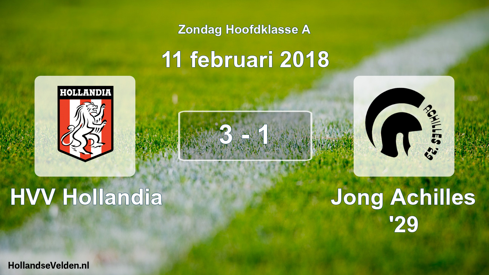 Total number of matches played: HVV Hollandia - Jong Achilles '29 3 - 1 (11 February 2018)