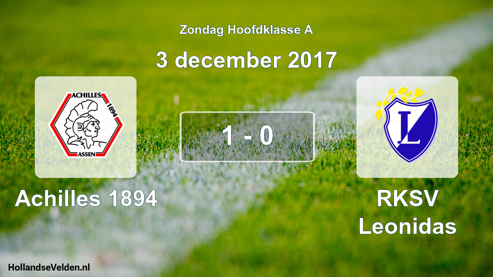Total number of matches played: Achilles 1894 - RKSV Leonidas 1 - 0 (3 December 2017)