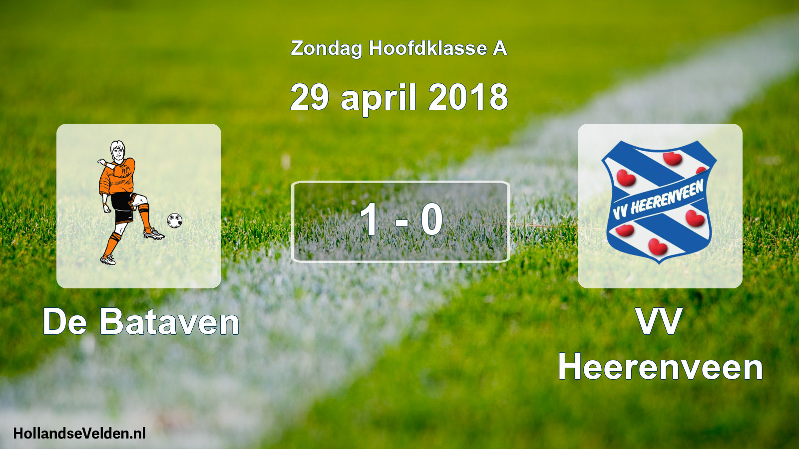 Total number of matches played: De Bataven - VV Heerenveen 1 - 0 (29 April 2018)