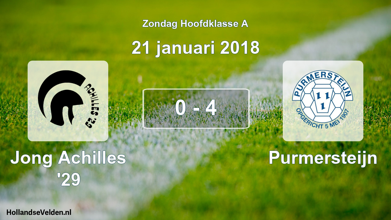Total number of matches played: Jong Achilles '29 - Purmersteijn 0 - 4 (21 January 2018)