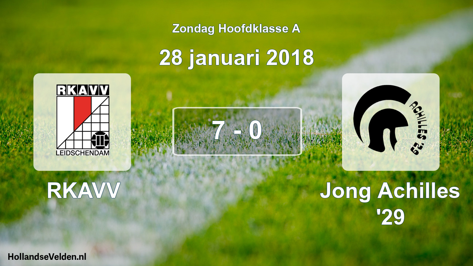 Total number of matches played: RKAVV - Jong Achilles '29 7 - 0 (28 January 2018)