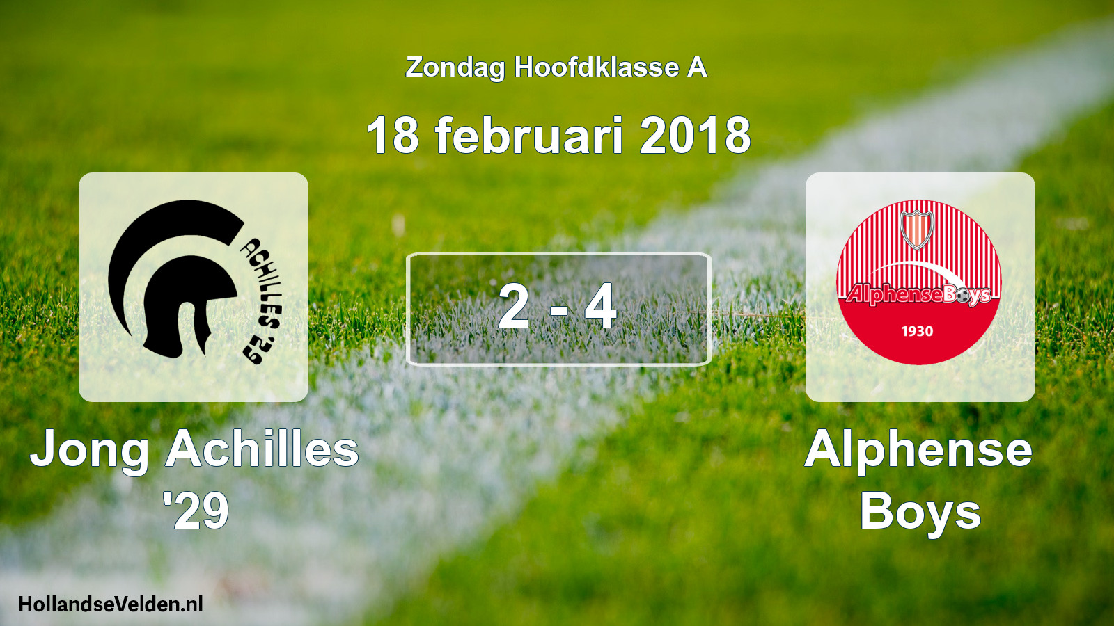 Total number of matches played: Jong Achilles '29 - Alphense Boys 2 - 4 (18 February 2018)
