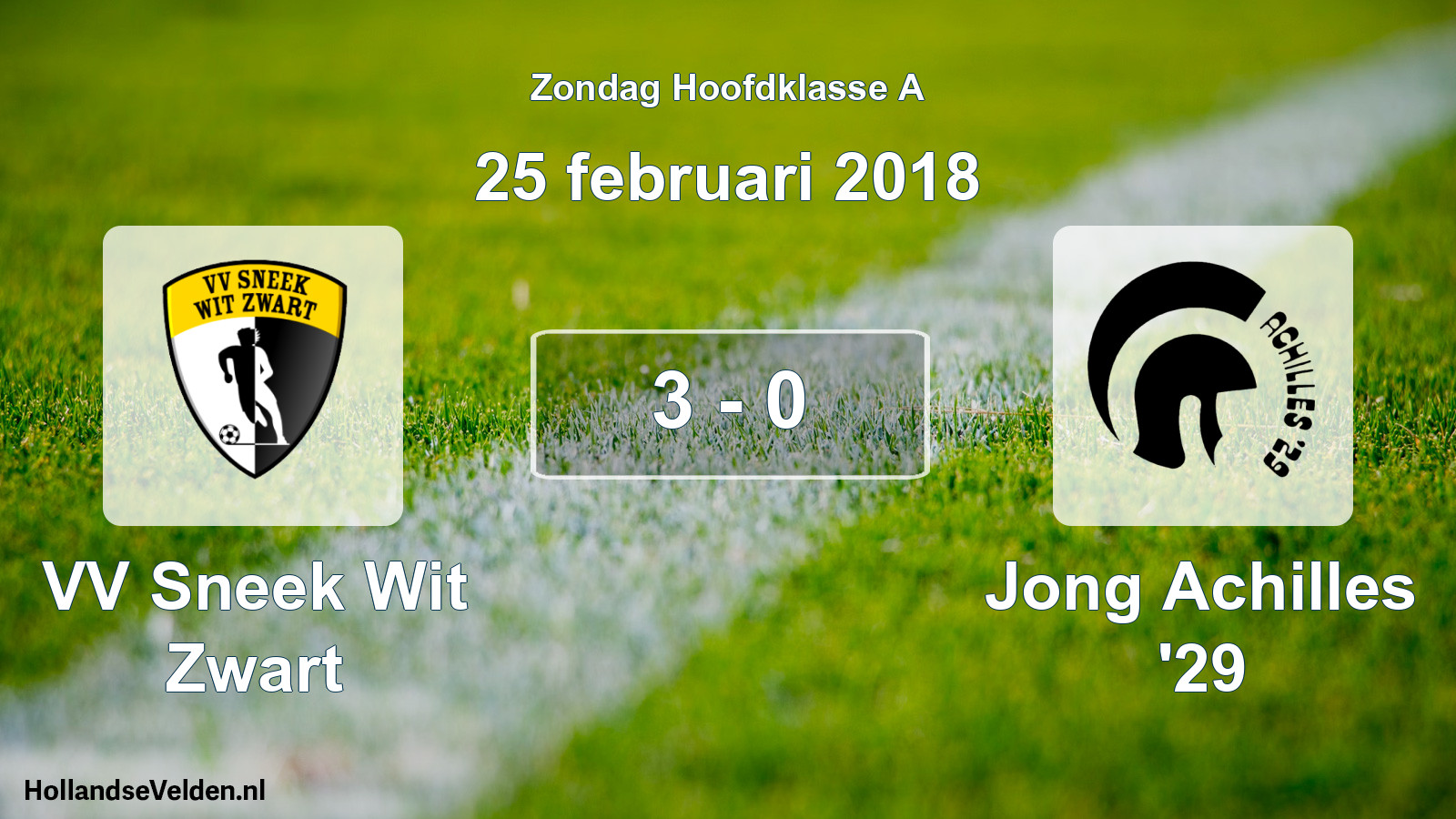Total number of matches played: VV Sneek Wit Zwart - Jong Achilles '29 3 - 0 (25 February 2018)