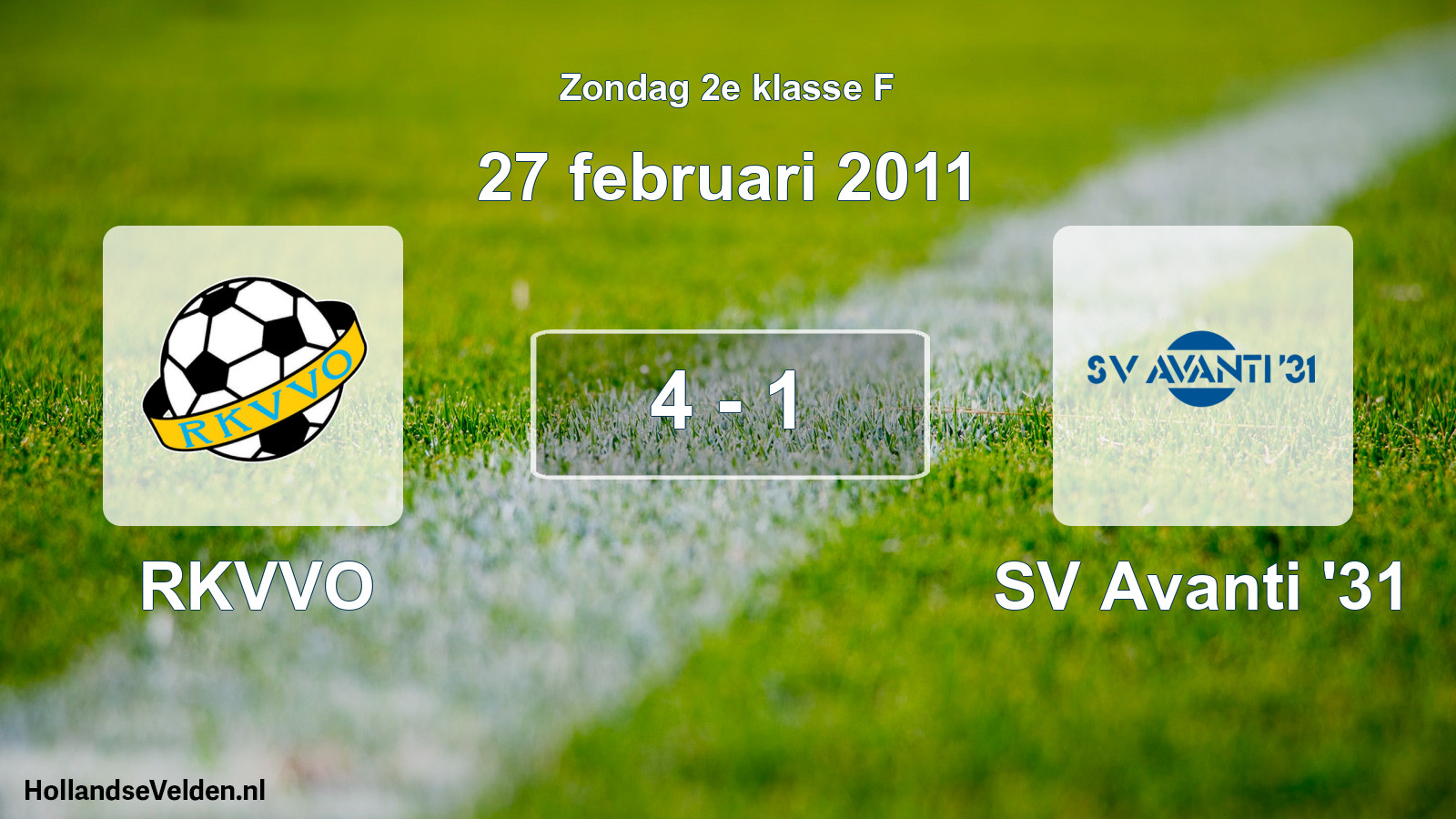 Total number of matches played: RKVVO - SV Avanti '31 4 - 1 (27 February 2011)