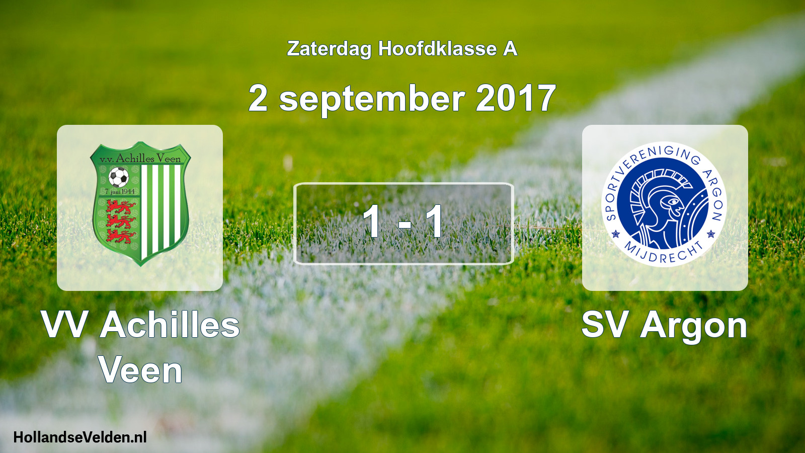 Total number of matches played: VV Achilles Veen - SV Argon 1 - 1 (2 September 2017)