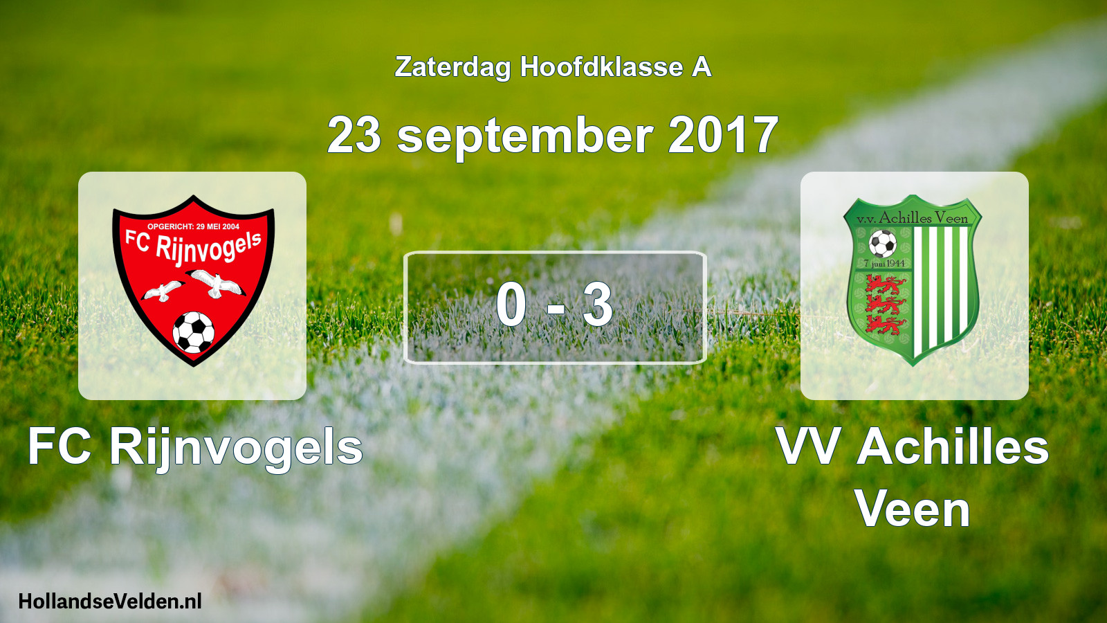 Total number of matches played: FC Rijnvogels - VV Achilles Veen 0 - 3 (23 September 2017)