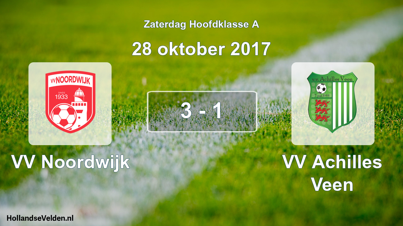 Total number of matches played: VV Noordwijk - VV Achilles Veen 3 - 1 (28 October 2017)