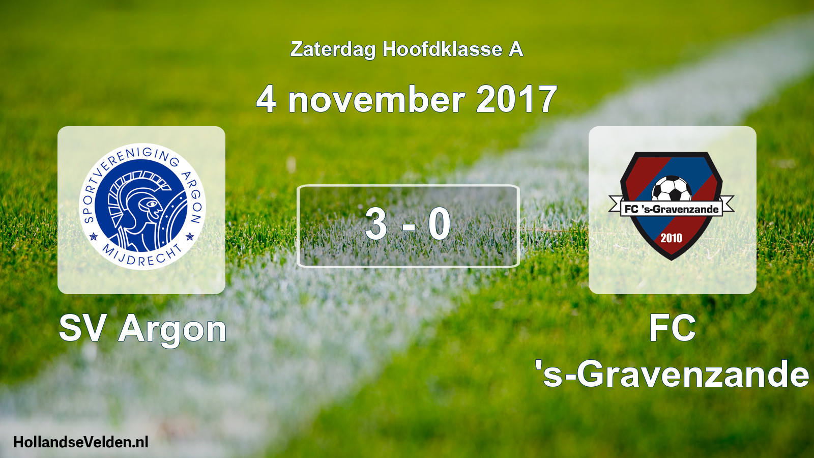 Total number of matches played: SV Argon - FC 's-Gravenzande 3 - 0 (4 November 2017)