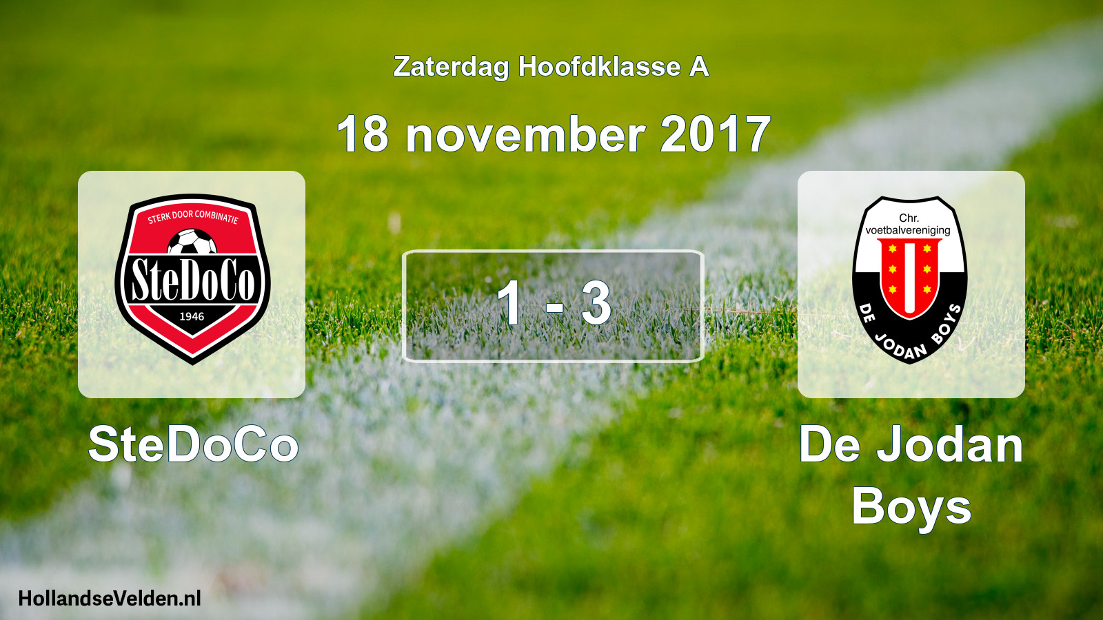 Total number of matches played: SteDoCo - De Jodan Boys 1 - 3 (18 November 2017)