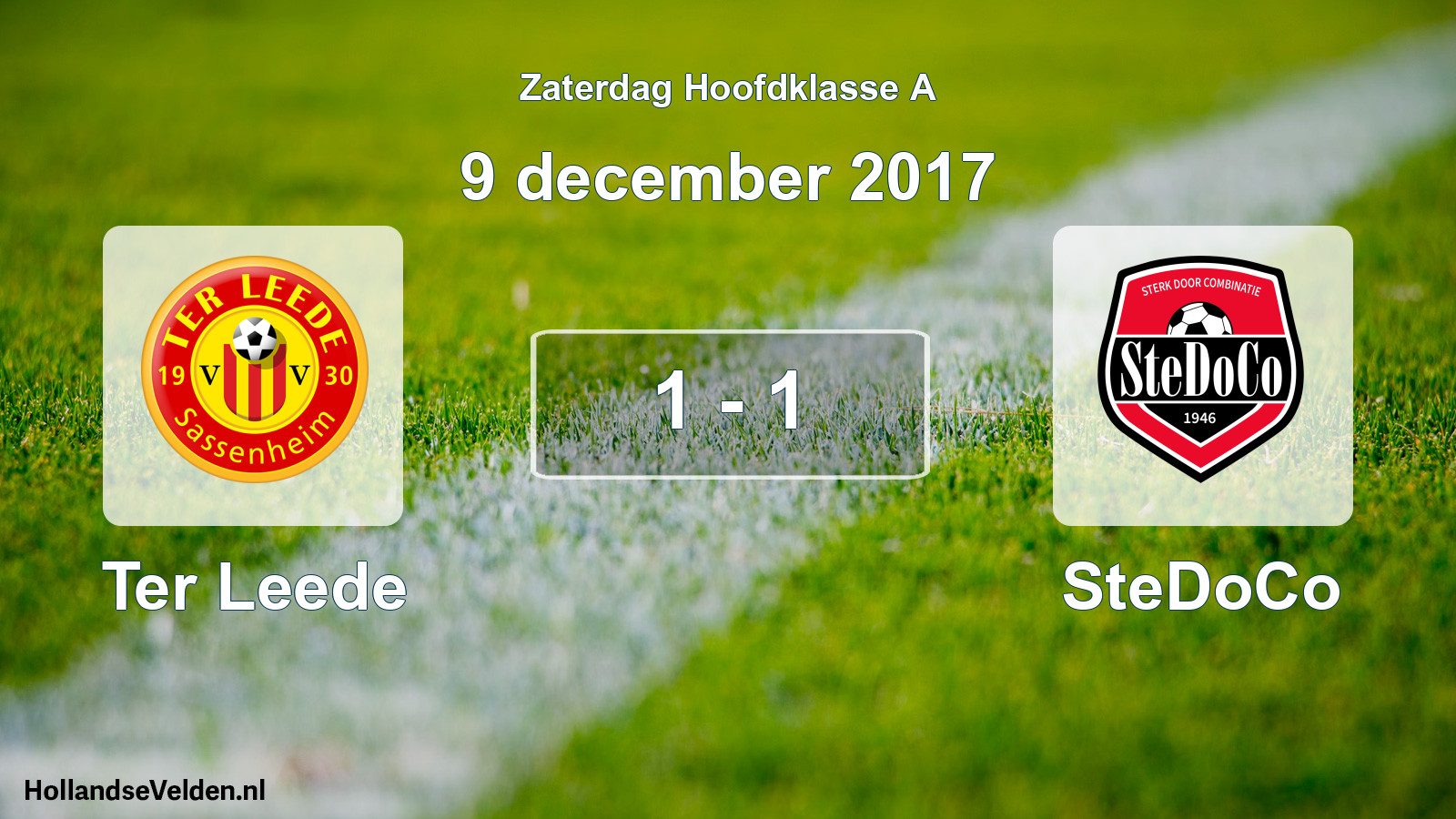 Total number of matches played: Ter Leede - SteDoCo 1 - 1 (9 December 2017)