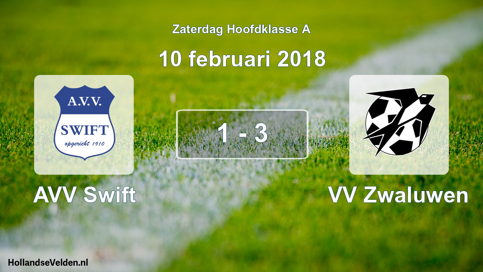 Total number of matches played: AVV Swift - VV Zwaluwen 1 - 3 (10 February 2018)