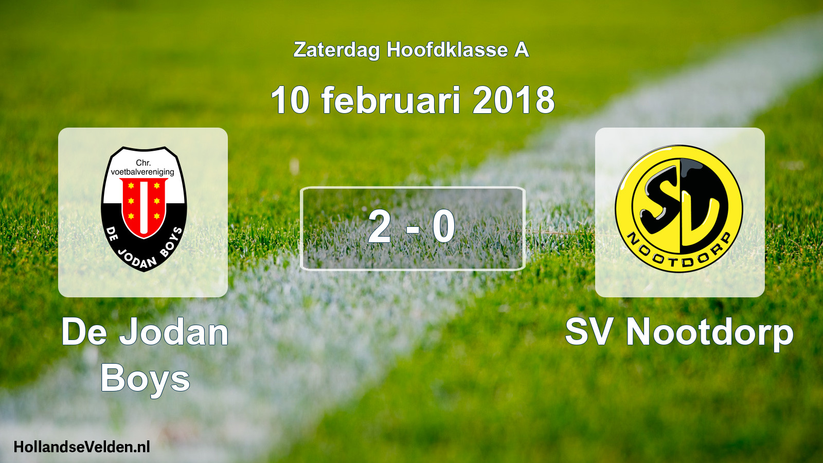 Total number of matches played: De Jodan Boys - SV Nootdorp 2 - 0 (10 February 2018)
