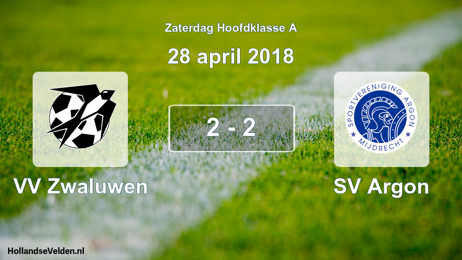 Total number of matches played: VV Zwaluwen - SV Argon 2 - 2 (28 April 2018)