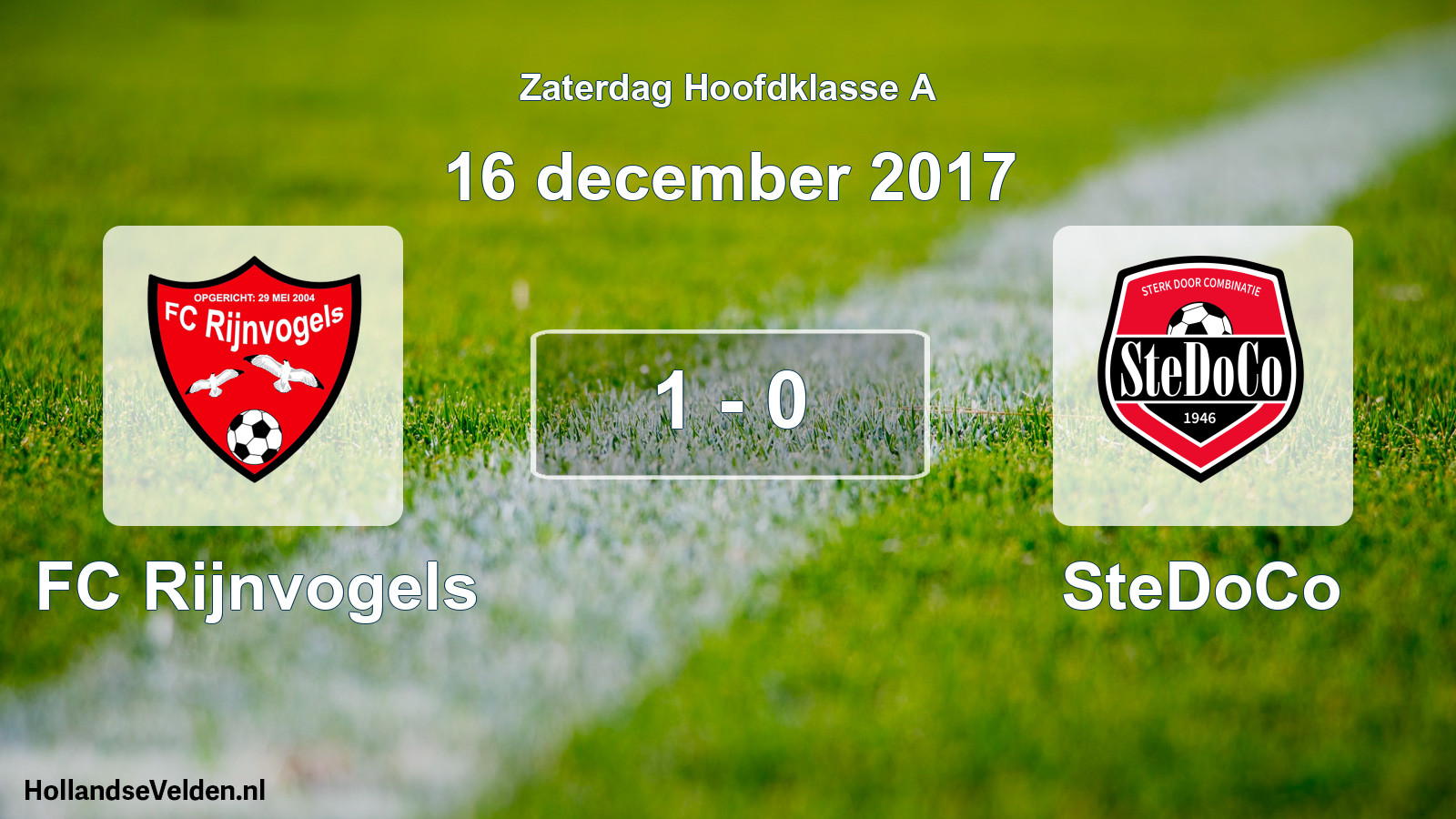 Total number of matches played: FC Rijnvogels - SteDoCo 1 - 0 (16 December 2017)