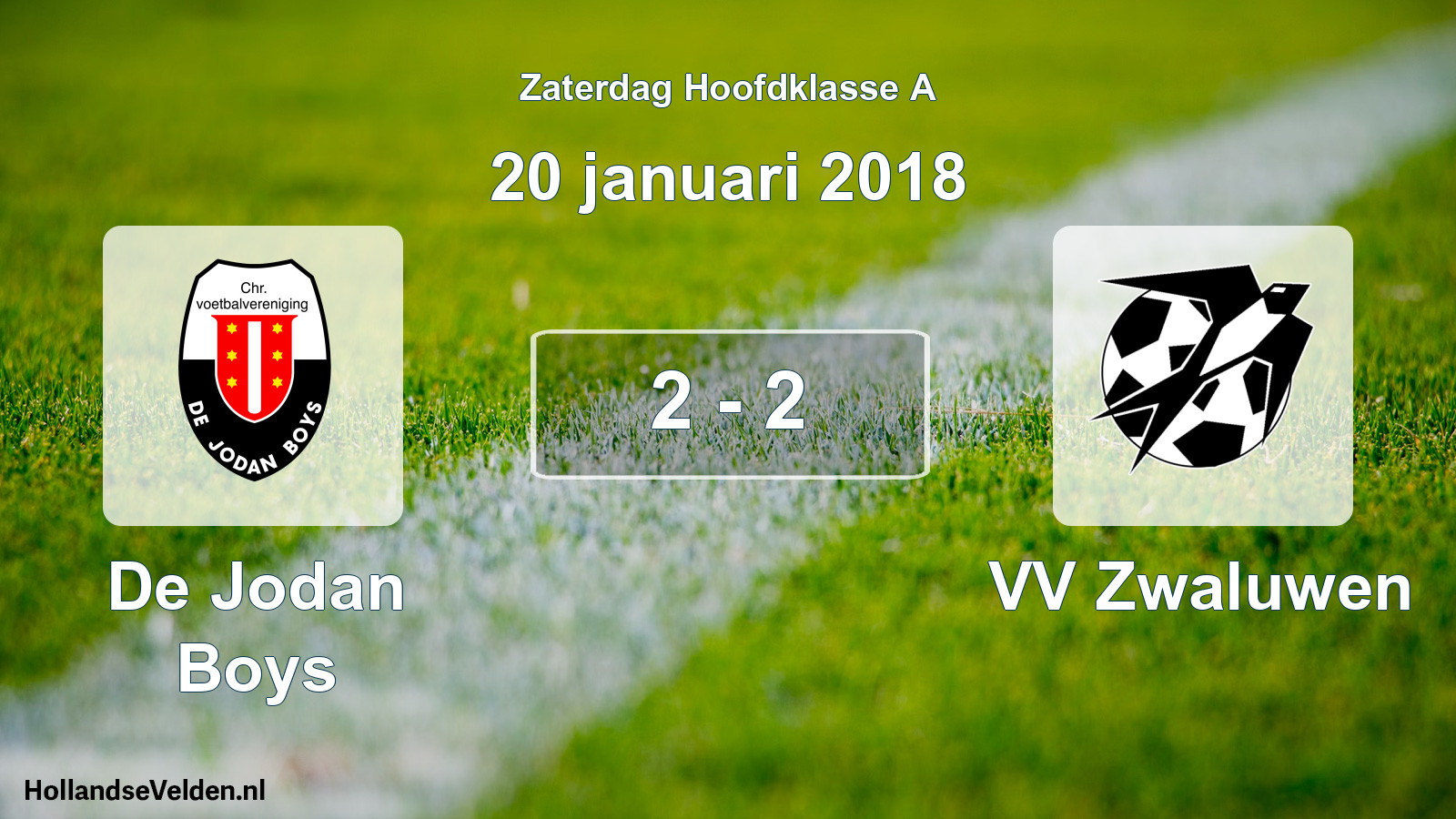 Total number of matches played: De Jodan Boys - VV Zwaluwen 2 - 2 (20 January 2018)