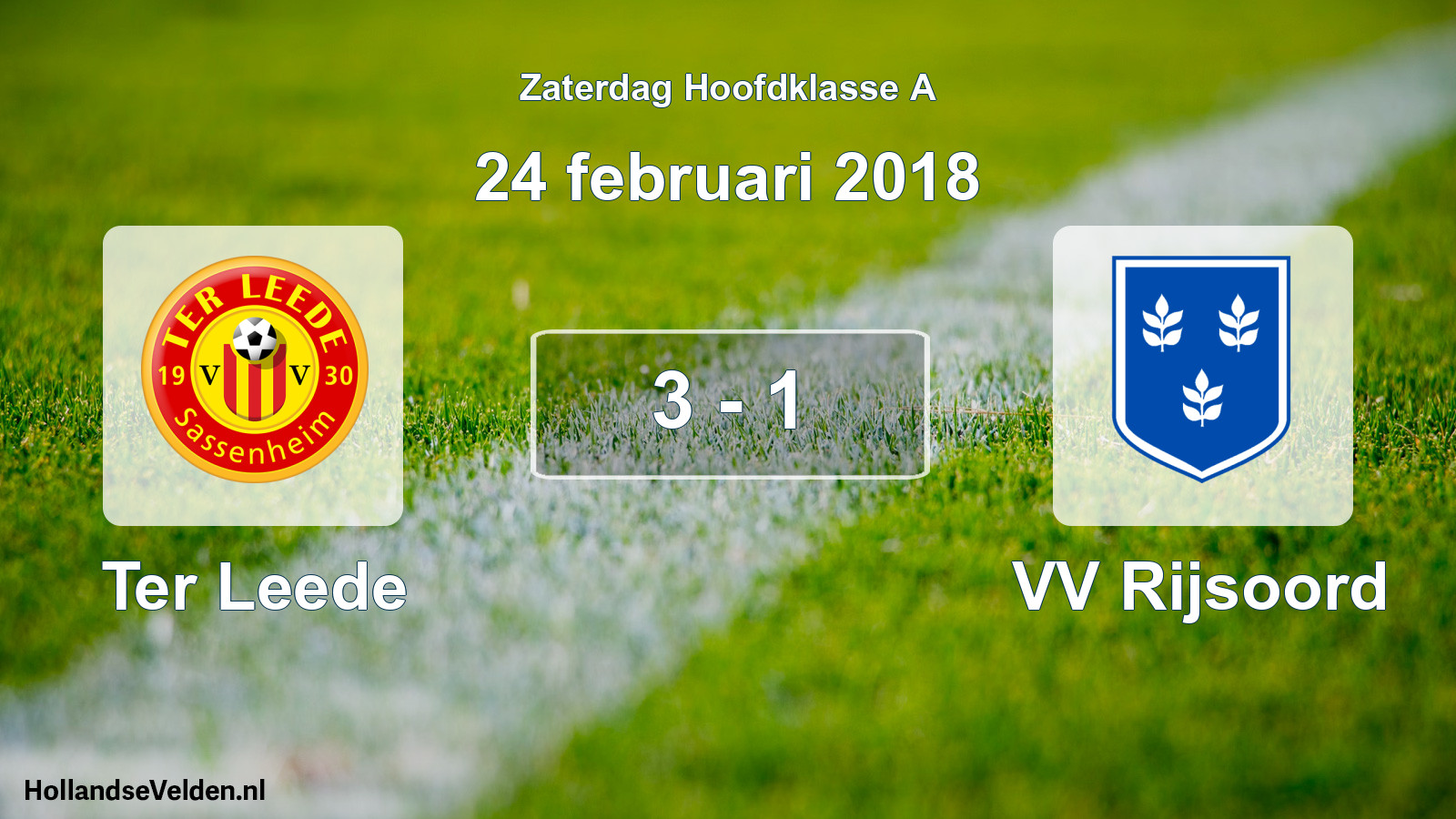 Total number of matches played: Ter Leede - VV Rijsoord 3 - 1 (24 February 2018)