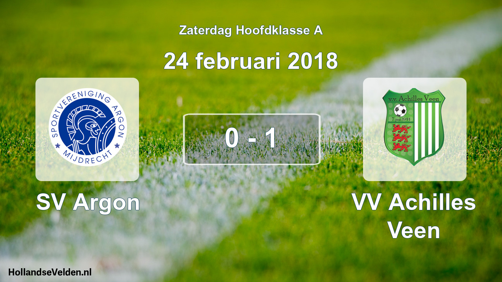 Total number of matches played: SV Argon - VV Achilles Veen 0 - 1 (24 February 2018)