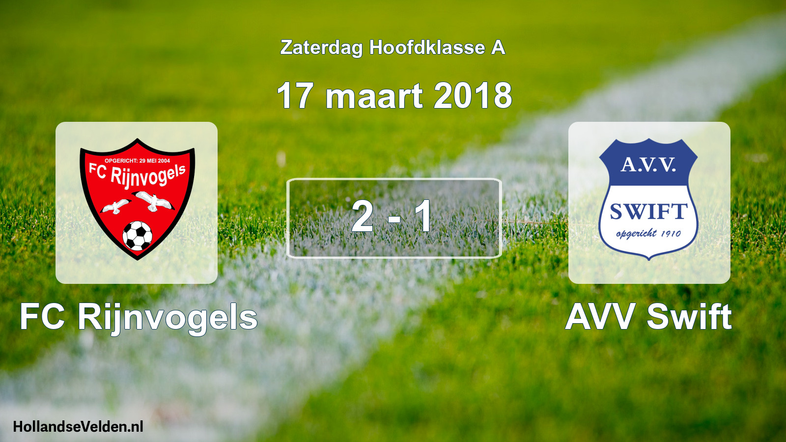 Total number of matches played: FC Rijnvogels - AVV Swift 2 - 1 (17 March 2018)