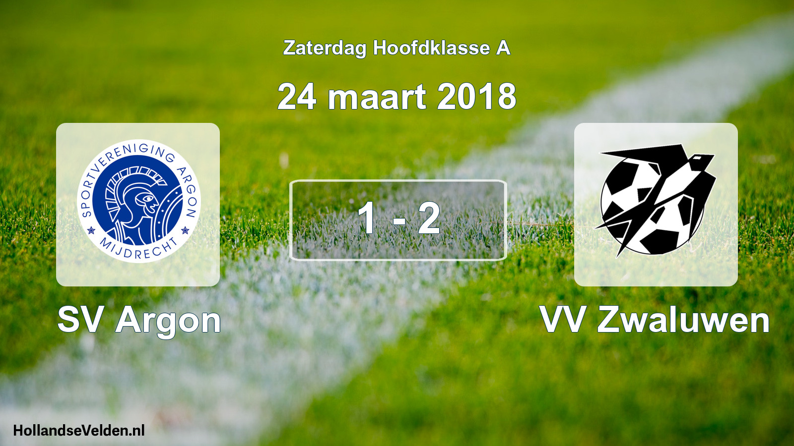 Total number of matches played: SV Argon - VV Zwaluwen 1 - 2 (24 March 2018)
