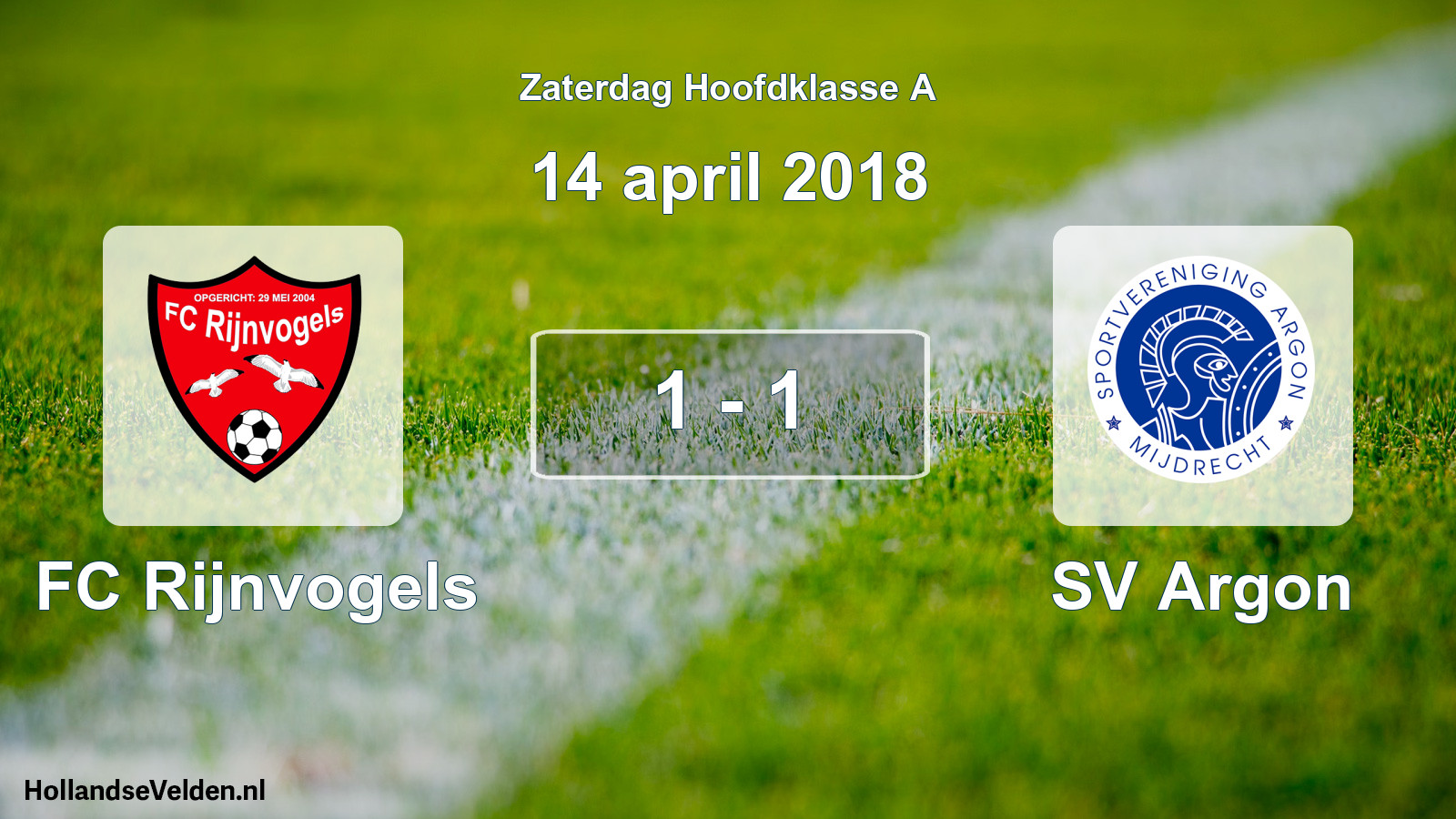 Total number of matches played: FC Rijnvogels - SV Argon 1 - 1 (14 April 2018)