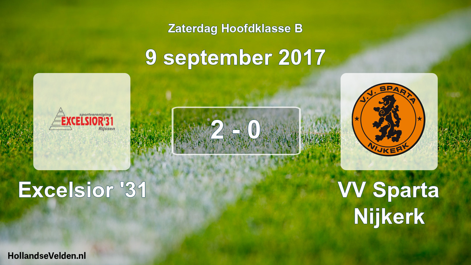 Total number of matches played: Excelsior '31 - VV Sparta Nijkerk 2 - 0 (9 September 2017)