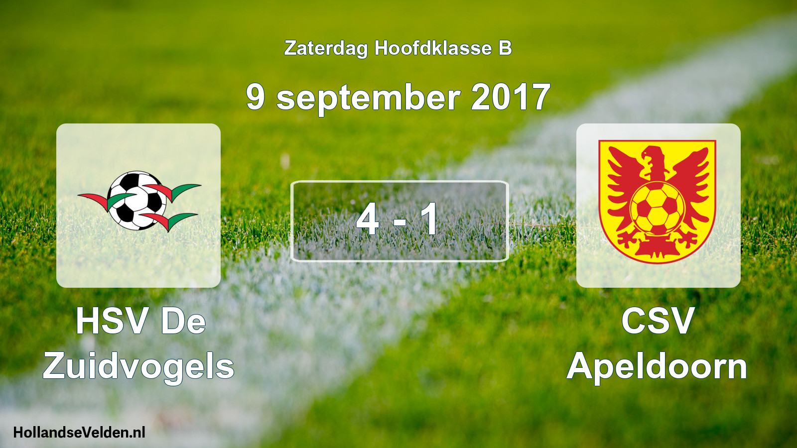 Total number of matches played: HSV De Zuidvogels - CSV Apeldoorn 4 - 1 (9 September 2017)