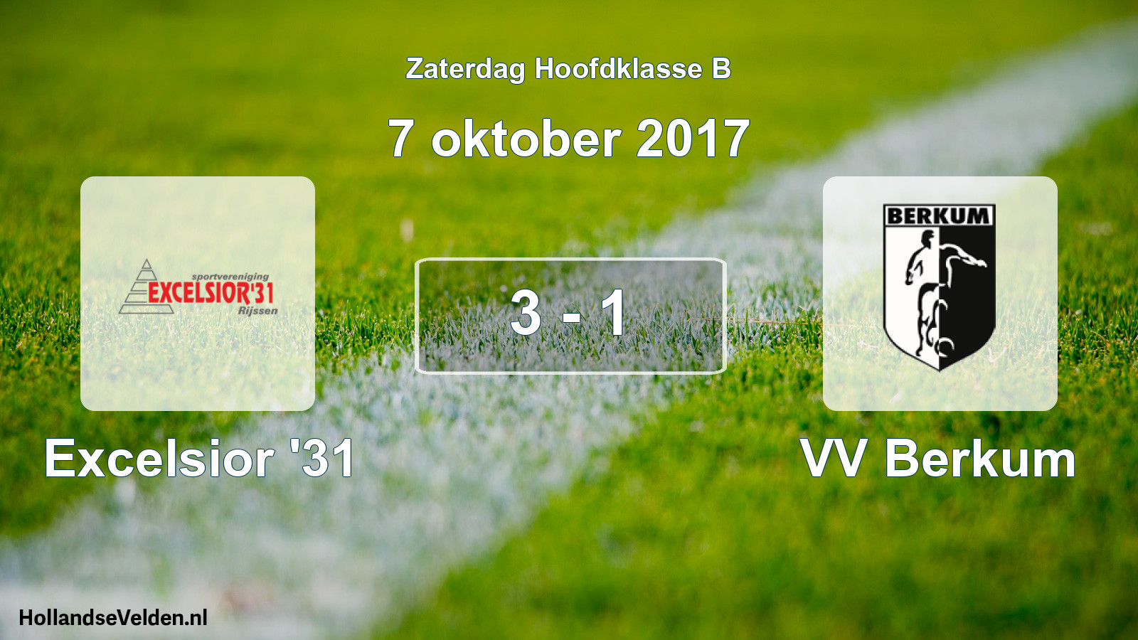 Total number of matches played: Excelsior '31 - VV Berkum 3 - 1 (7 October 2017)