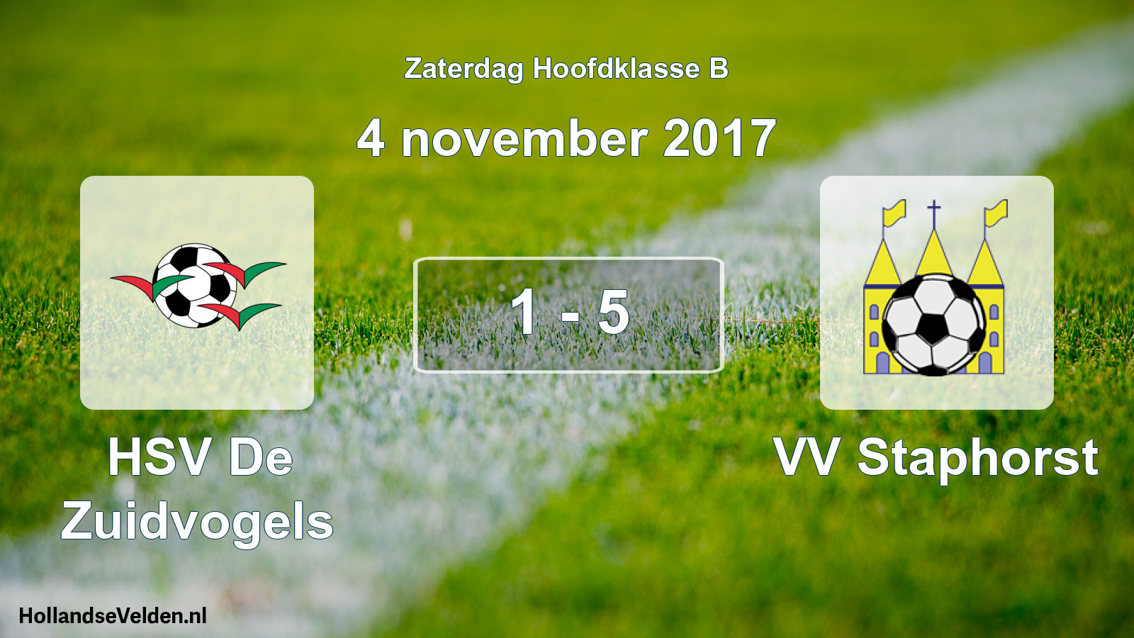 Total number of matches played: HSV De Zuidvogels - VV Staphorst 1 - 5 (4 November 2017)