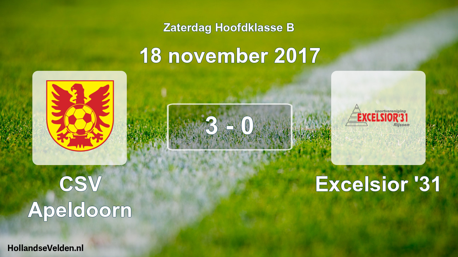 Total number of matches played: CSV Apeldoorn - Excelsior '31 3 - 0 (18 November 2017)