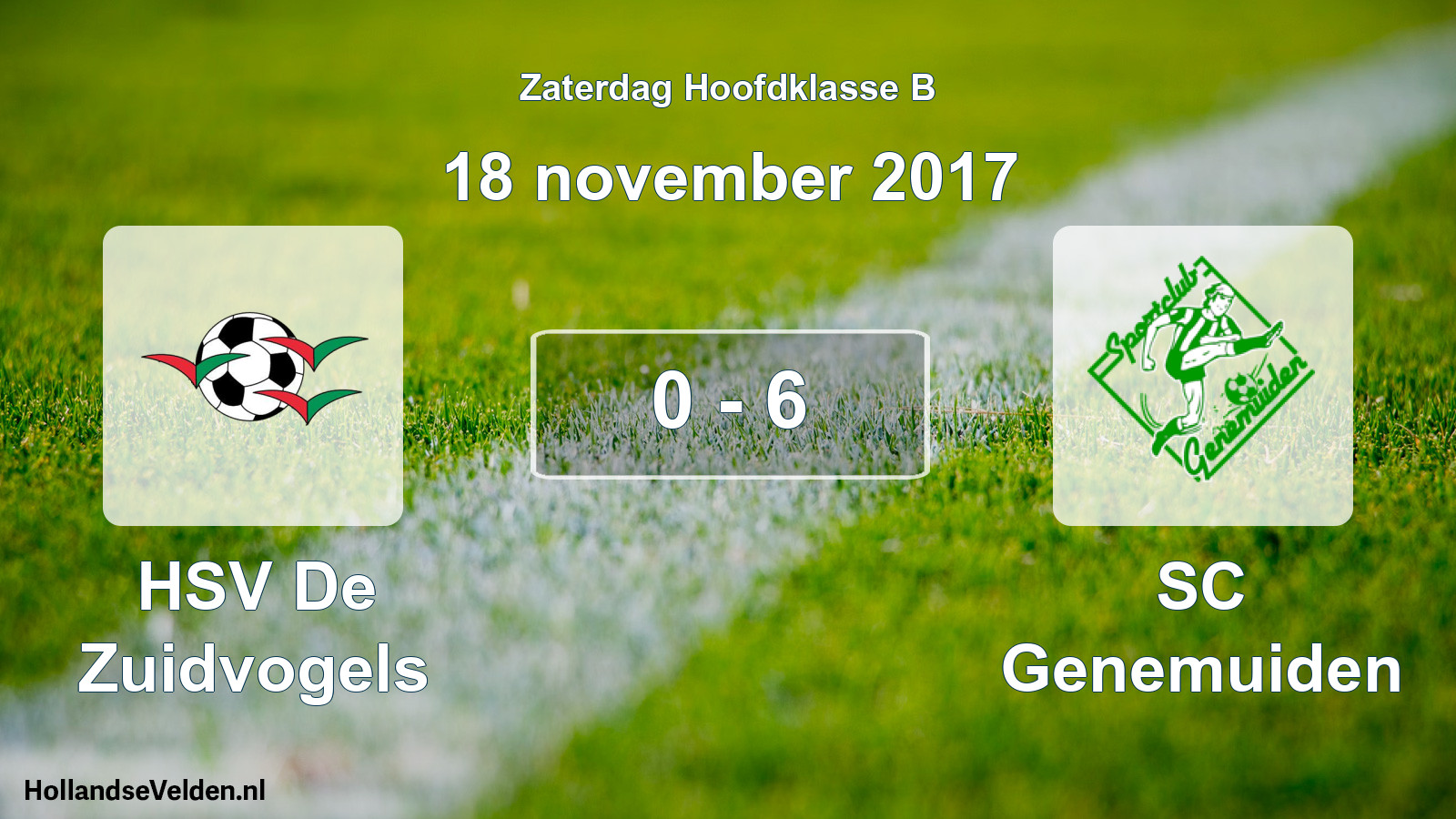 Total number of matches played: HSV De Zuidvogels - SC Genemuiden 0 - 6 (18 November 2017)