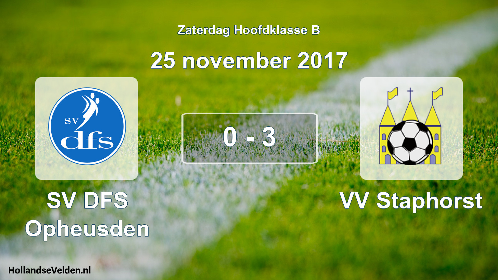 Total number of matches played: SV DFS Opheusden - VV Staphorst 0 - 3 (25 November 2017)