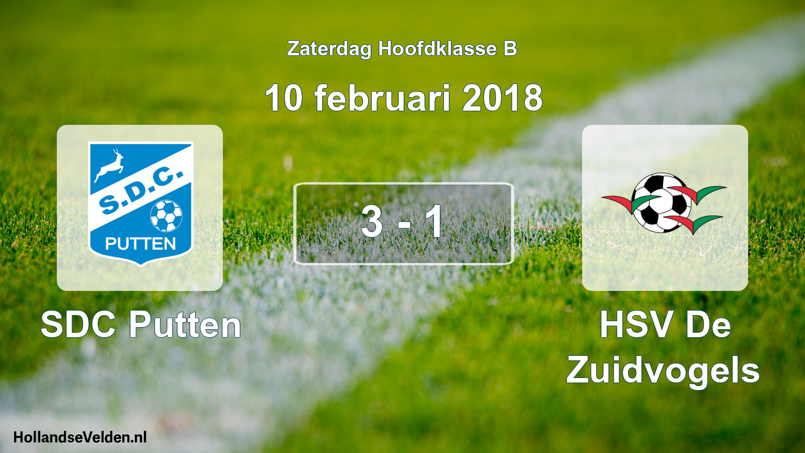 Total number of matches played: SDC Putten - HSV De Zuidvogels 3 - 1 (10 February 2018)