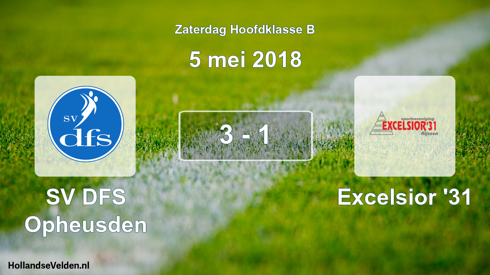 Total number of matches played: SV DFS Opheusden - Excelsior '31 3 - 1 (5 May 2018)