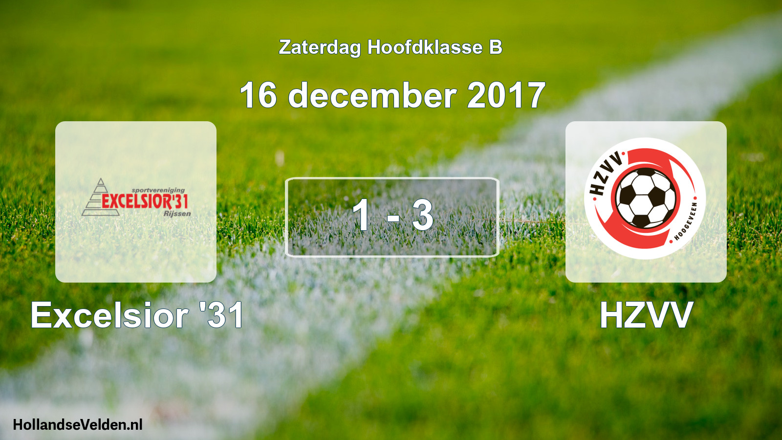 Total number of matches played: Excelsior '31 - HZVV 1 - 3 (16 December 2017)