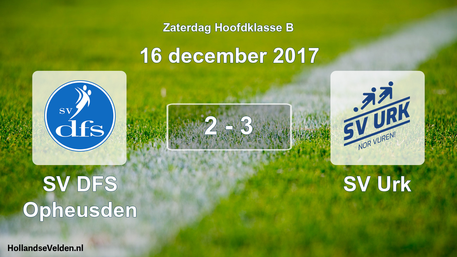 Total number of matches played: SV DFS Opheusden - SV Urk 2 - 3 (16 December 2017)