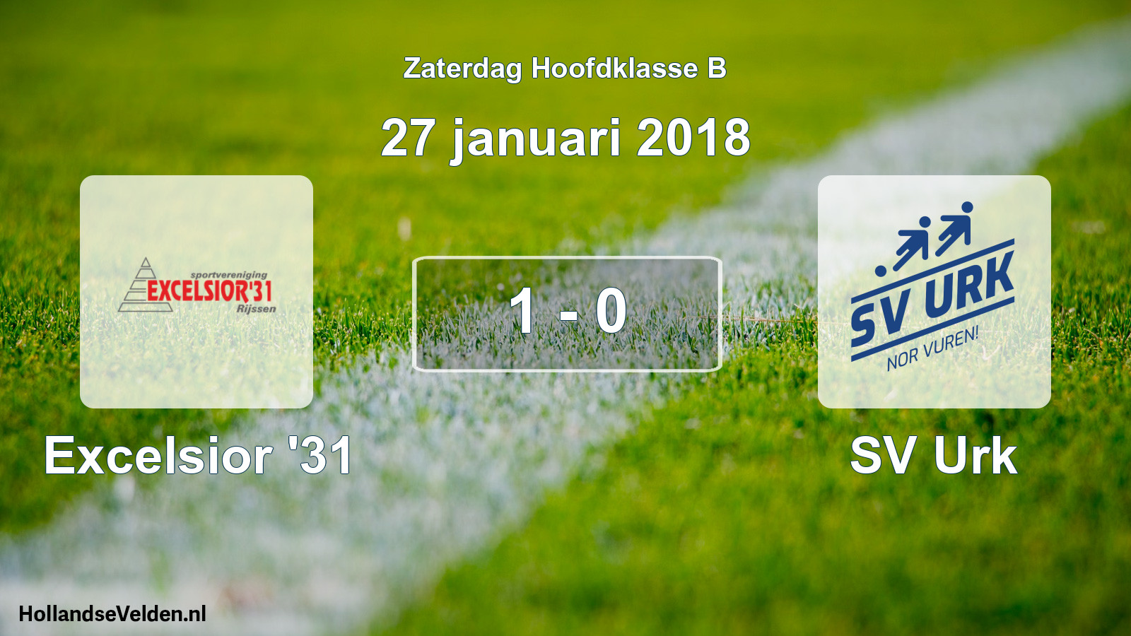 Total number of matches played: Excelsior '31 - SV Urk 1 - 0 (27 January 2018)