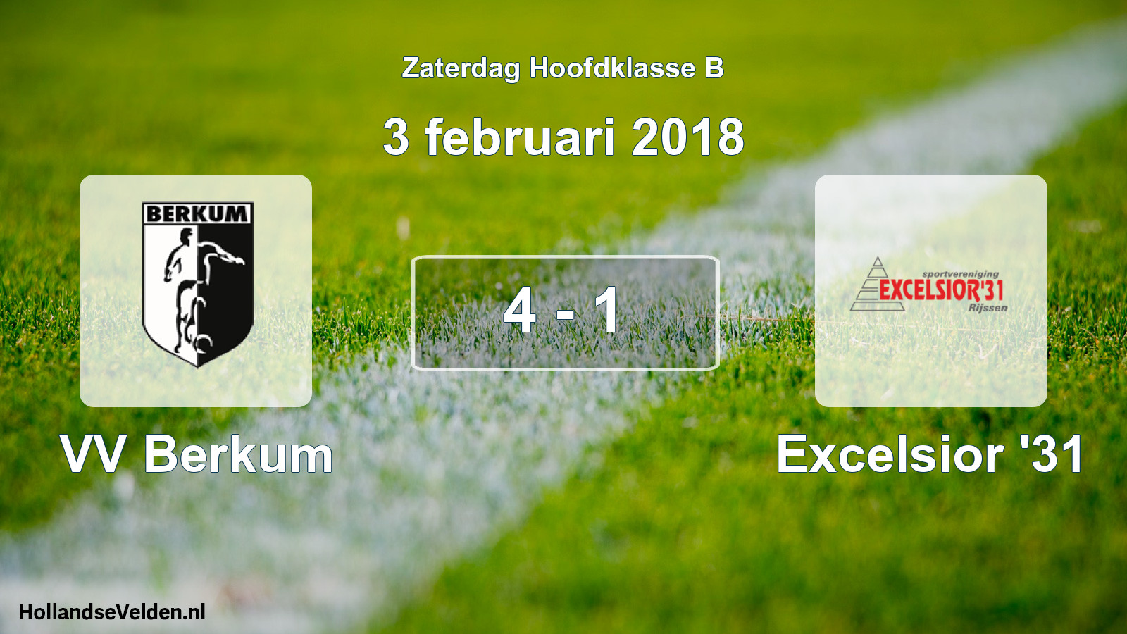 Total number of matches played: VV Berkum - Excelsior '31 4 - 1 (3 February 2018)