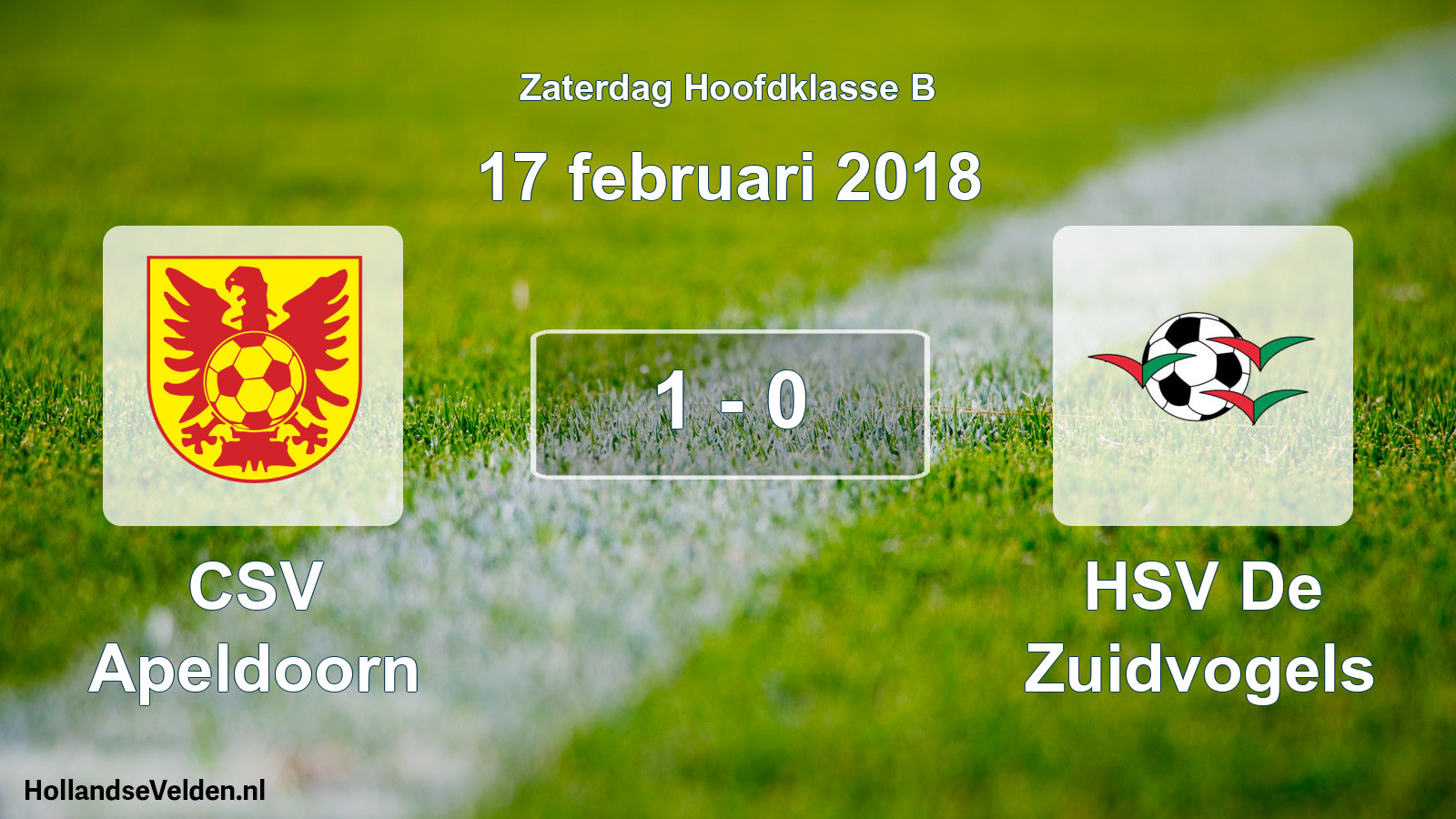 Total number of matches played: CSV Apeldoorn - HSV De Zuidvogels 1 - 0 (17 February 2018)