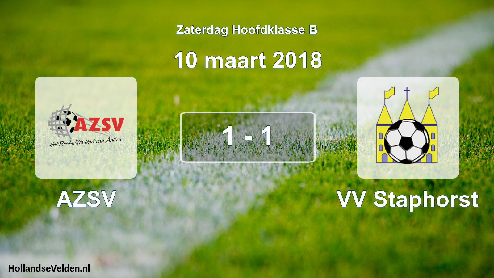 Total number of matches played: AZSV - VV Staphorst 1 - 1 (10 March 2018)