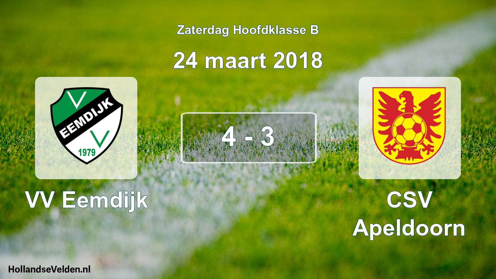 Total number of matches played: VV Eemdijk - CSV Apeldoorn 4 - 3 (24 March 2018)