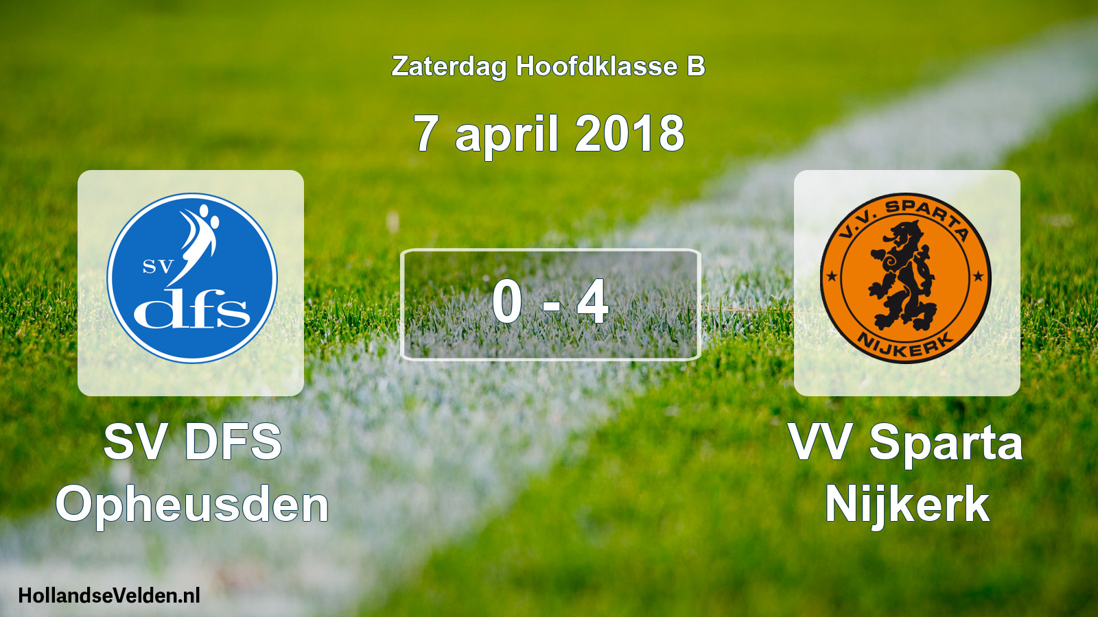 Total number of matches played: SV DFS Opheusden - VV Sparta Nijkerk 0 - 4 (7 April 2018)