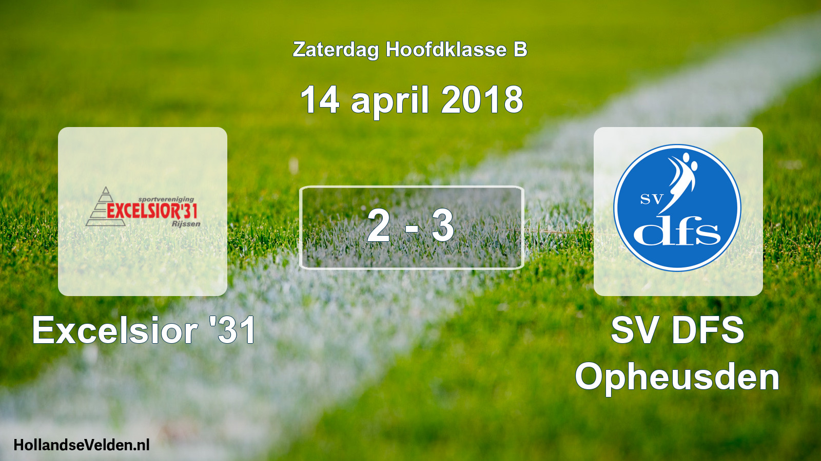 Total number of matches played: Excelsior '31 - SV DFS Opheusden 2 - 3 (14 April 2018)