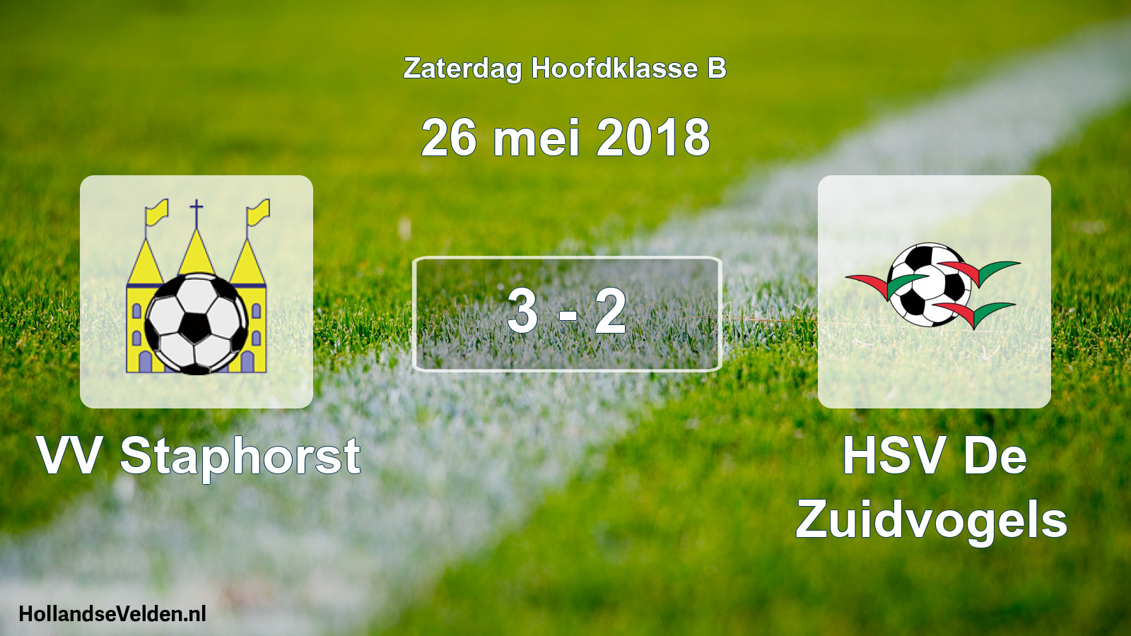 Total number of matches played: VV Staphorst - HSV De Zuidvogels 3 - 2 (26 May 2018)