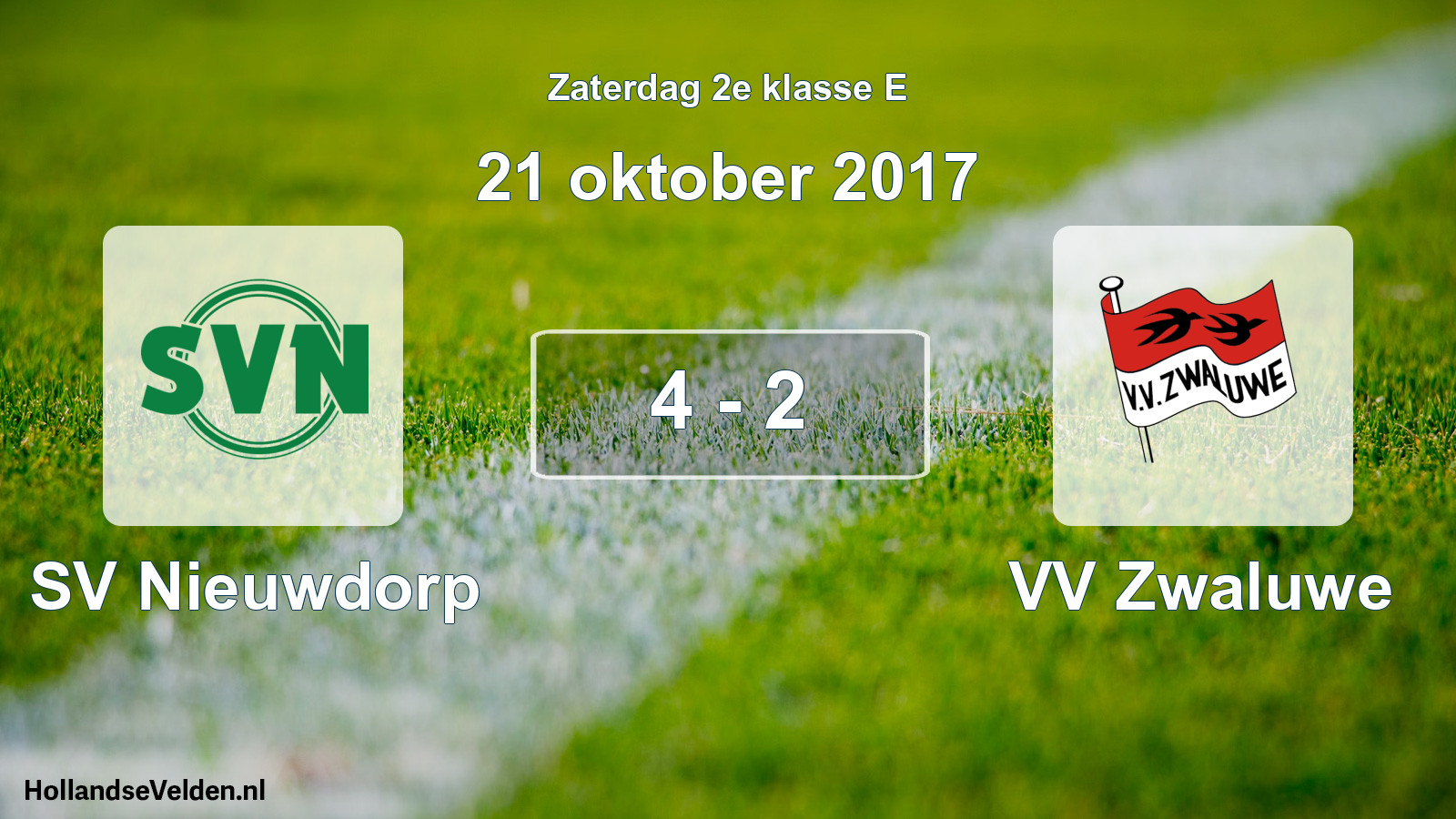 Total number of matches played: SV Nieuwdorp - VV Zwaluwe 4 - 2 (21 October 2017)
