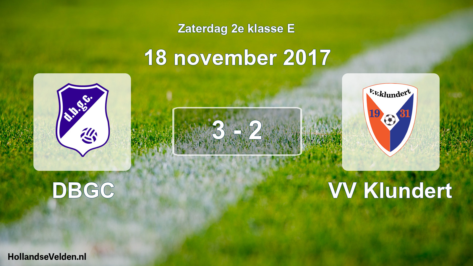 Total number of matches played: DBGC - VV Klundert 3 - 2 (18 November 2017)
