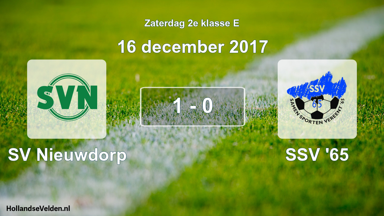 Total number of matches played: SV Nieuwdorp - SSV '65 1 - 0 (16 December 2017)